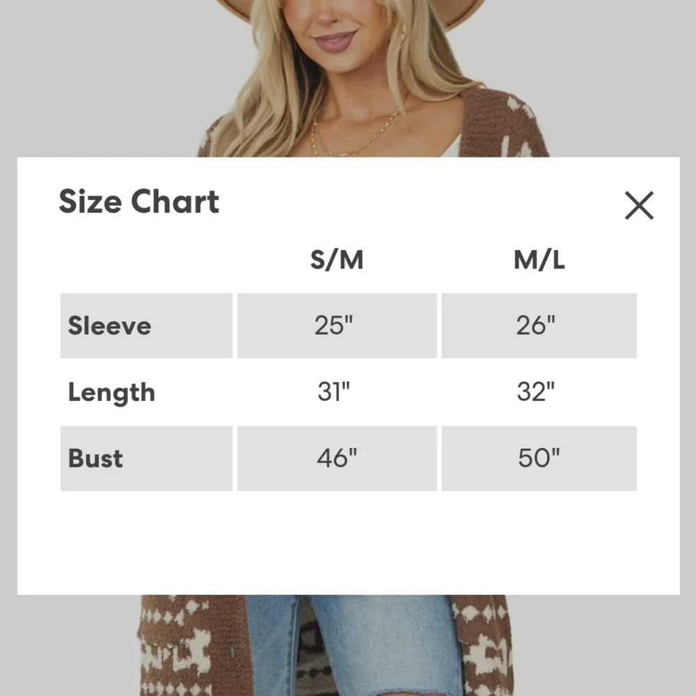 IN LOOM 🧡Coffee Geometric Soft Longline Button Up Cardigan⭐look western - Picture 6 of 13